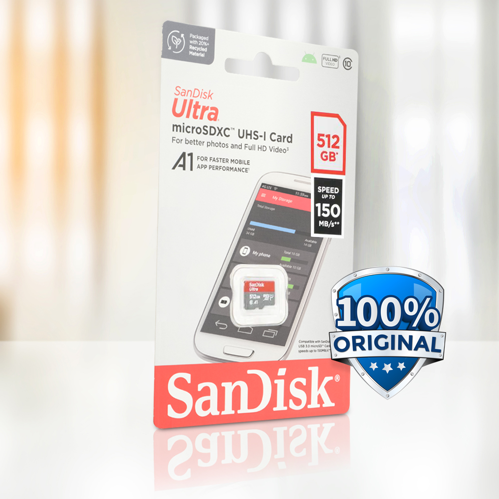 Kartu Memori CCTV MP3 Penyimpanan Ultra microSDXC Card UHS-I Class 10 A1 150MB/s - SDSQUAC