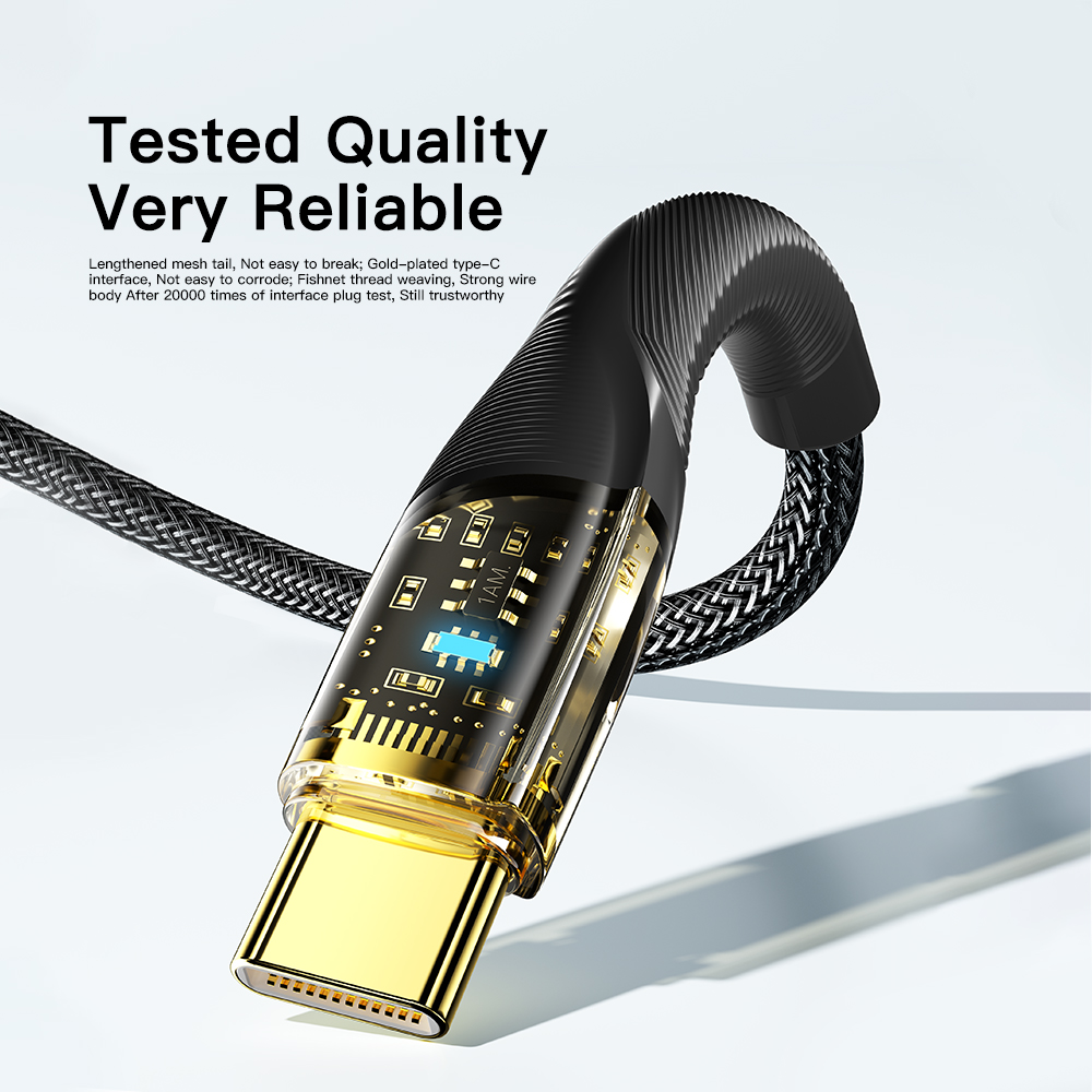 ESSAGER Kabel Data USB A to Type C Fast Charging Braided LED 7A 100W - ES-X29