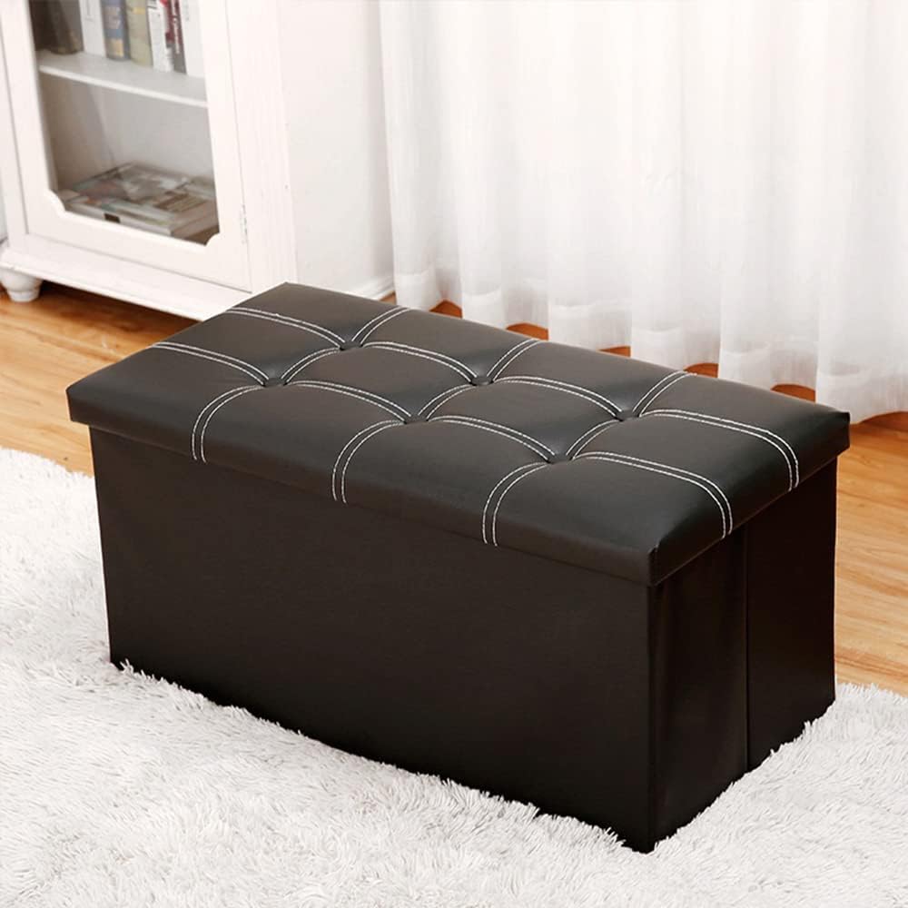 LUEFAT Sofa Kotak Storage Box Foldable Leather Waterproof 76x37x36.5cm - L76