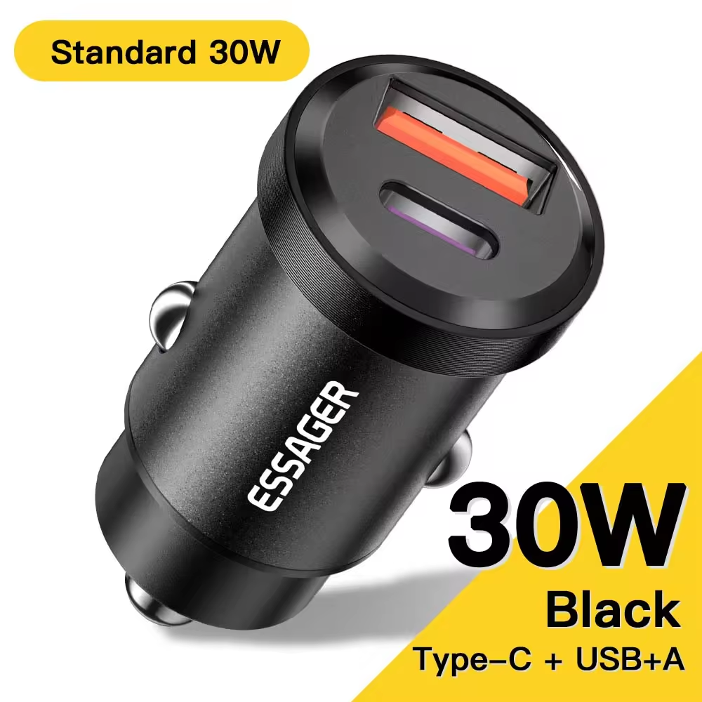 ESSAGER Car Charger Mobil Fast Charging PD QC 3.0 Dual USB 3A 30W - ES-CC07
