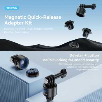 TELESIN Adapter Magnetic Quick Release 3 Prong to 2 Prong 1/4 Thread - CQM-001