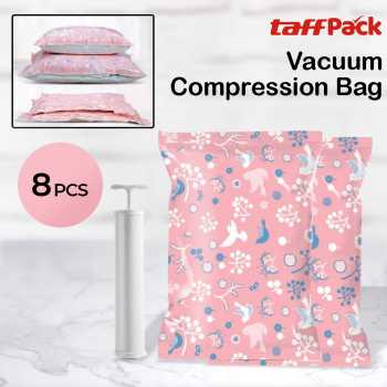 TaffPACK Kantong Plastik Vakum Pakaian Vacuum Bag 8 PCS with Hand Pump - SN1000