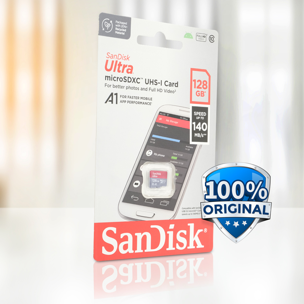 Kartu Memori CCTV MP3 Penyimpanan Ultra microSDXC Card UHS-I Class 10 A1 140MB/s - SDSQUAB