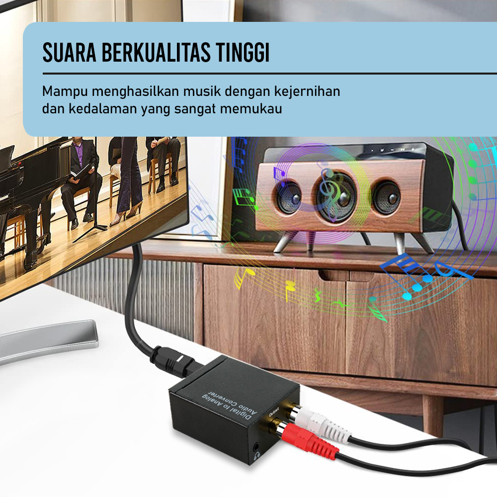 GRWIBEOU Konverter Audio Digital to Analog Coaxial Toslink ke RCA