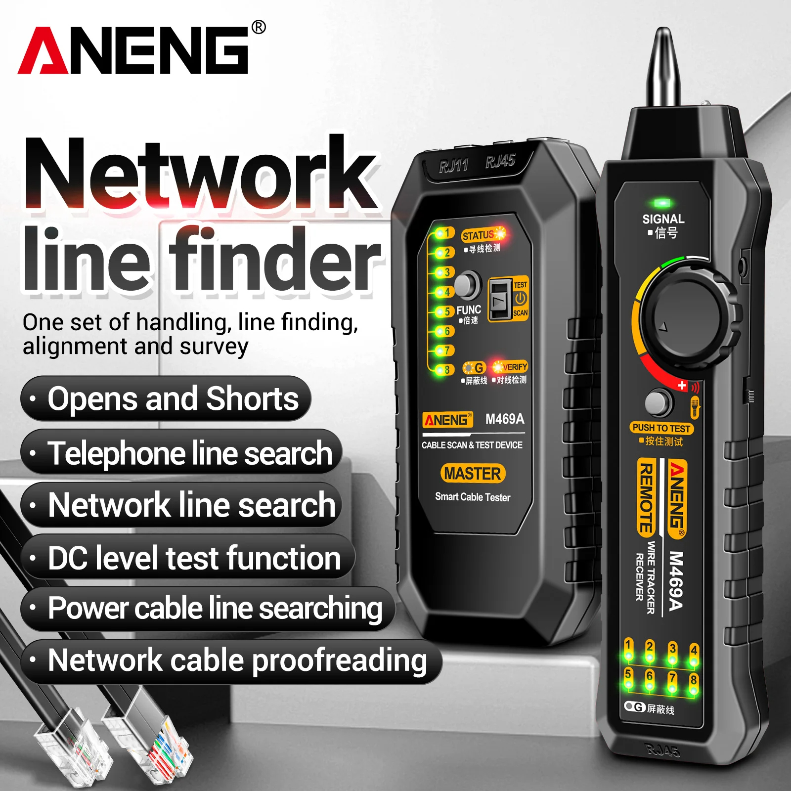 ANENG Tester Kabel Jaringan Network Internet Telepon RJ45 RJ11 - M469A