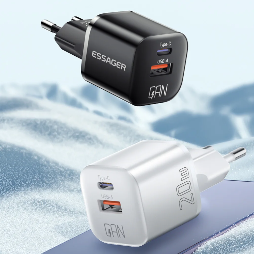 ESSAGER Kepala Charger Fast Charging GaN PD Dual Port USB Type C 20W - ECTAC-HMB01-P