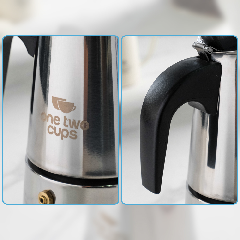 One Two Cups Moka Pot Espresso Coffee Maker Stovetop 4 Cup 200ml - Z20