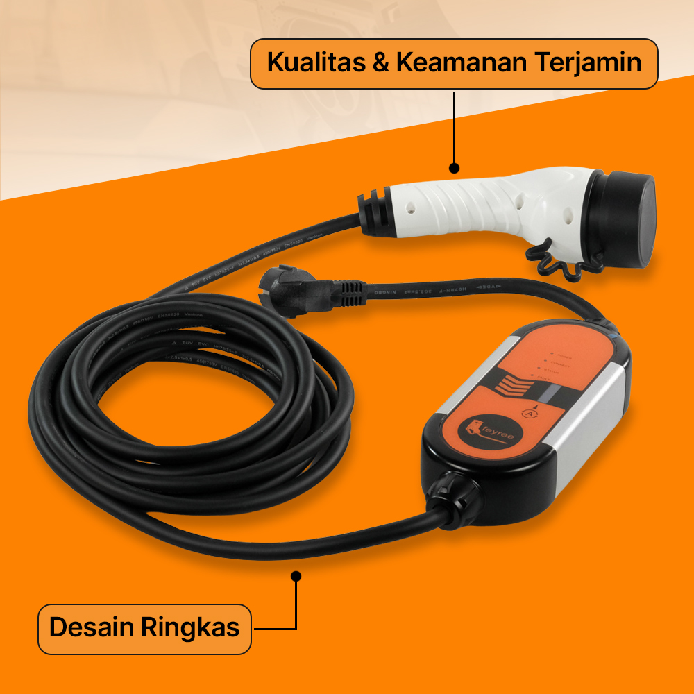 Feyree Charger Mobil Listrik EV 1-Phase 16A 3.5KW EU to Type 2 - IEC 62196