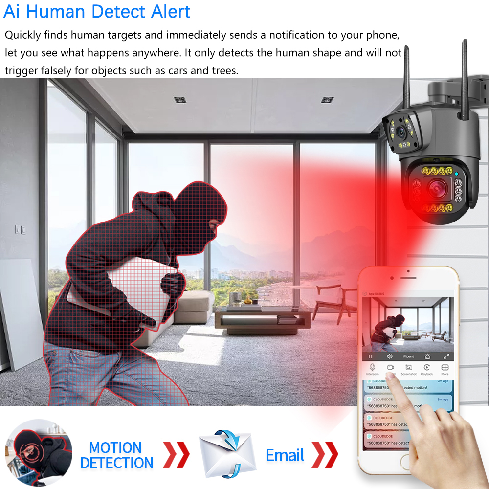 V380 Pro Kamera CCTV Dual Lens Outdoor Two Way Audio WiFi IP66 4MP - IPC-V380-V10