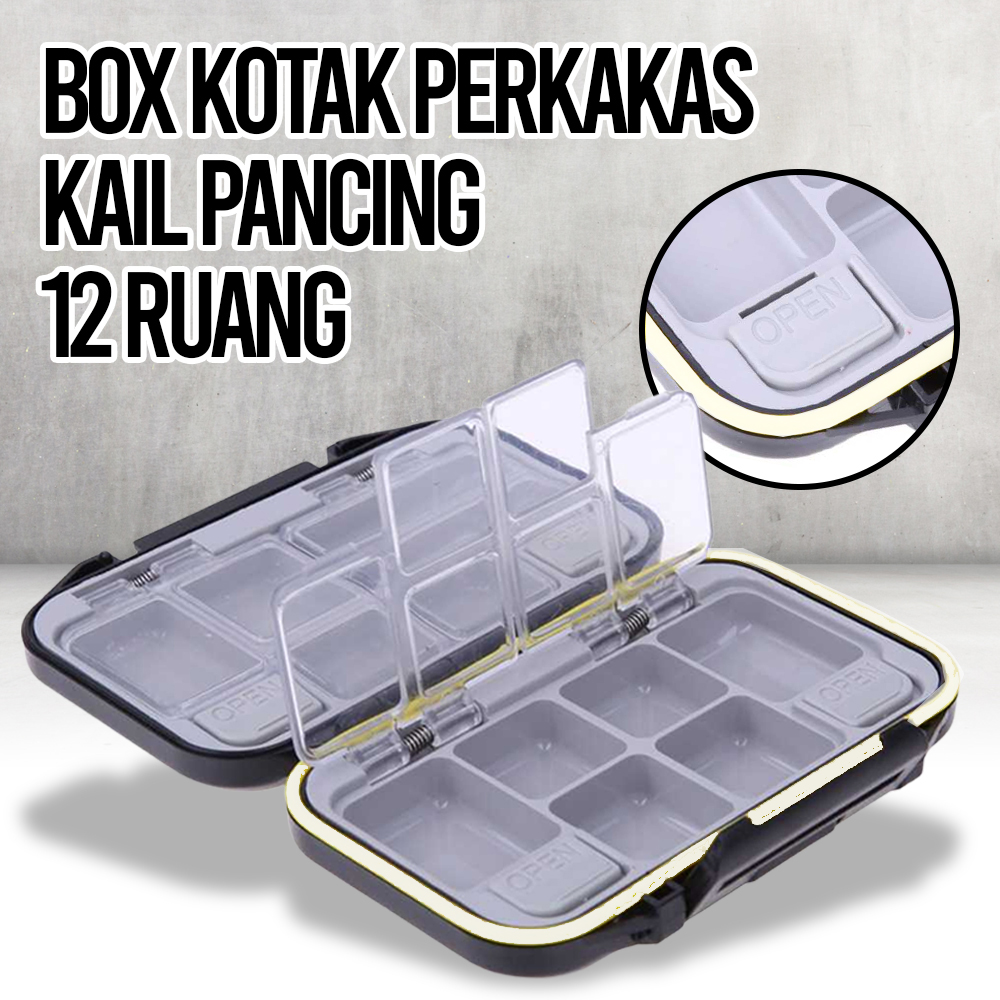 LIXADA Kotak Perkakas Pancing Kail Umpan Waterproof Tackle Box 12 Grid - MCC01