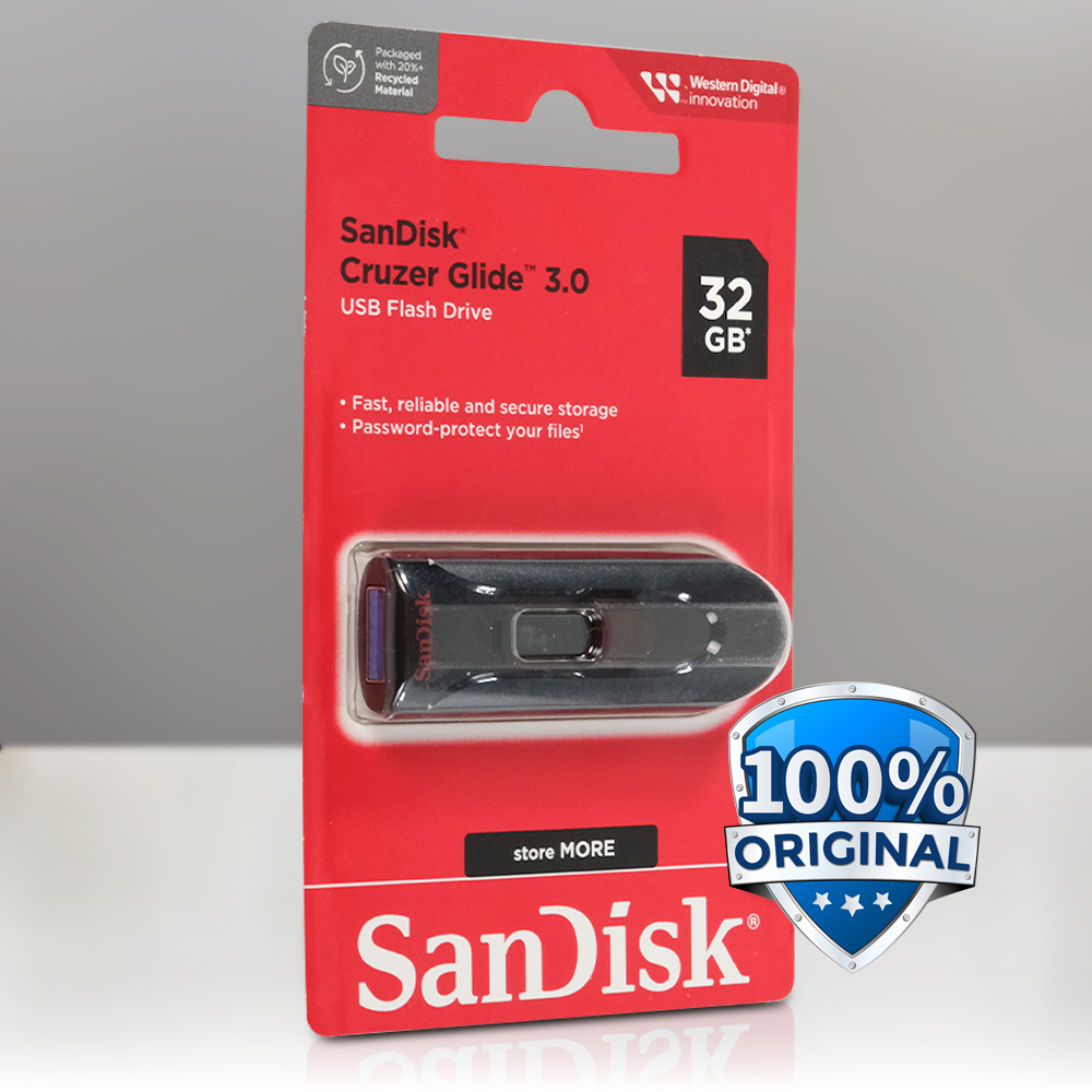 SanDisk Cruzer Glide Flashdisk USB 3.0 Retractable Secure Access - SDCZ600