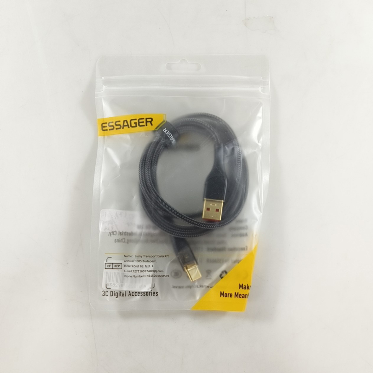 ESSAGER Kabel Data USB A to Type C Fast Charging Braided LED 7A 100W - ES-X29