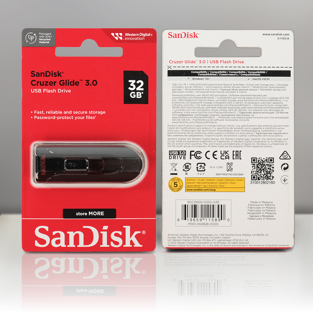 SanDisk Cruzer Glide Flashdisk USB 3.0 Retractable Secure Access - SDCZ600