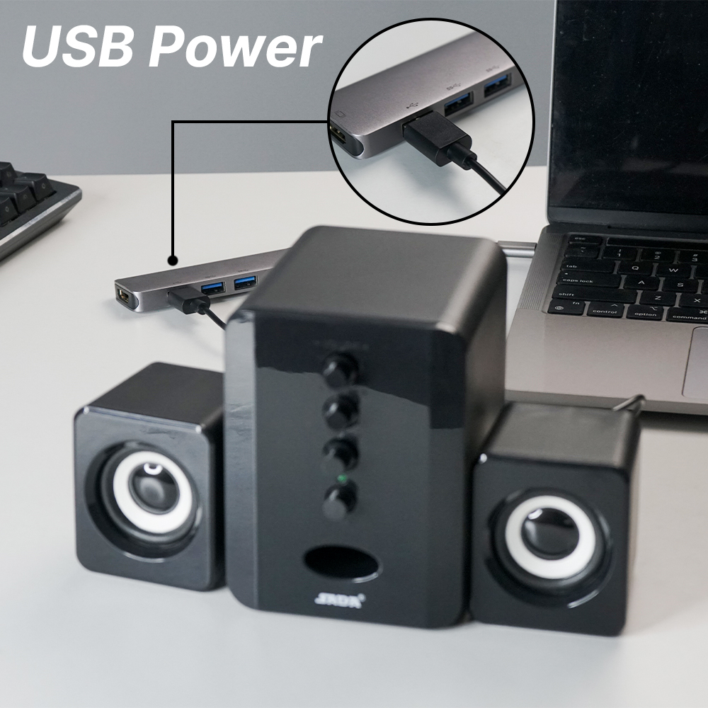 SADA Active Speaker Stereo 2.1 with Subwoofer & USB Power - D-202