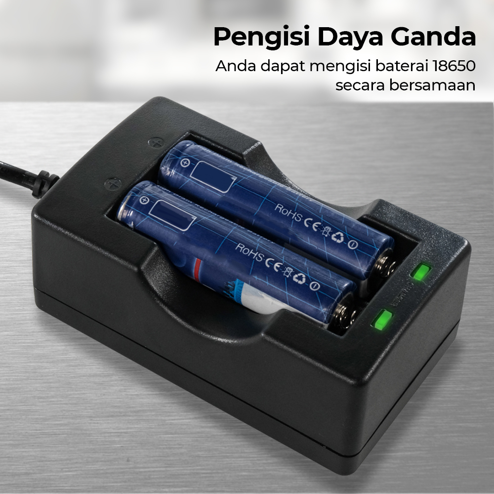 Taffware Charger Baterai 2 Slot 18650 Li-Ion 240V 500mA - MTLC-04200-1000