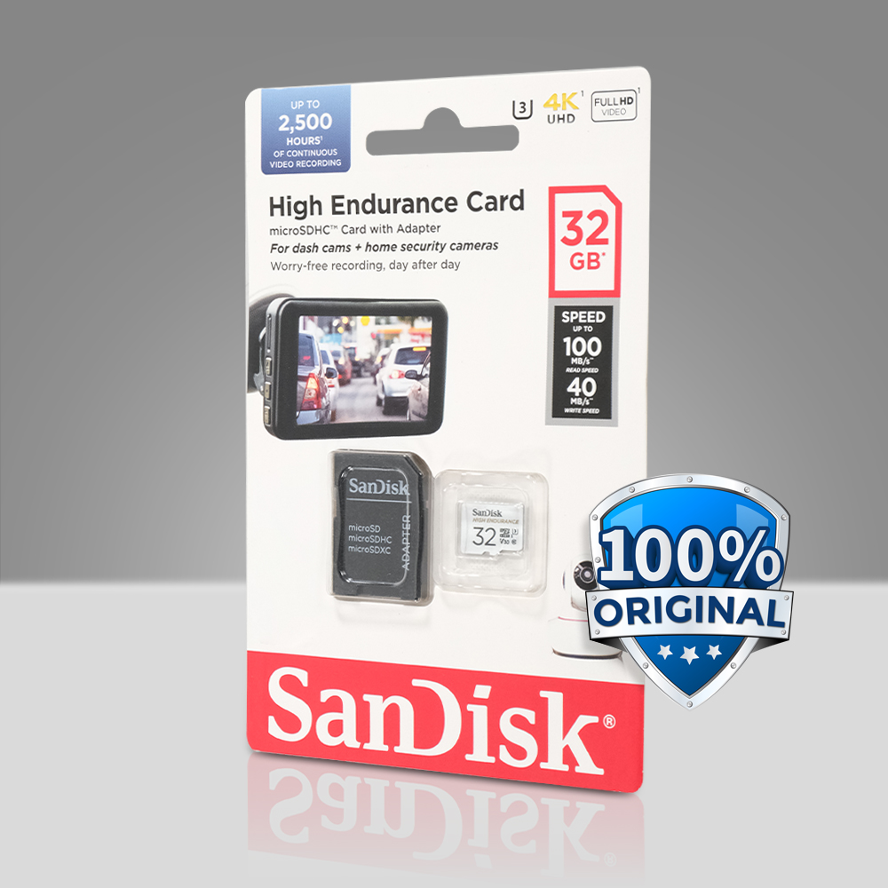 Kartu Memori CCTV MP3 Penyimpanan High Endurance microSD UHS-I Class 10 U3 100MB/s - SDSQQNR