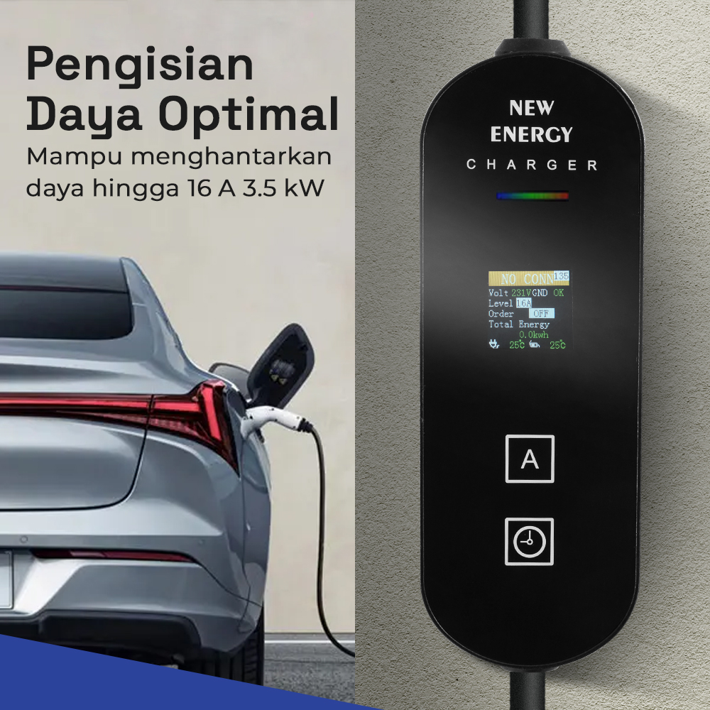 NEWENERGY Charger Mobil Listrik EV 1-Phase 16A 3.5kW EU to GBT - MD5M