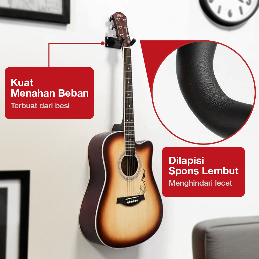 TaffSTUDIO Gantungan Gitar Dinding Guitar Holder Bracket Wall Mount - XG-01