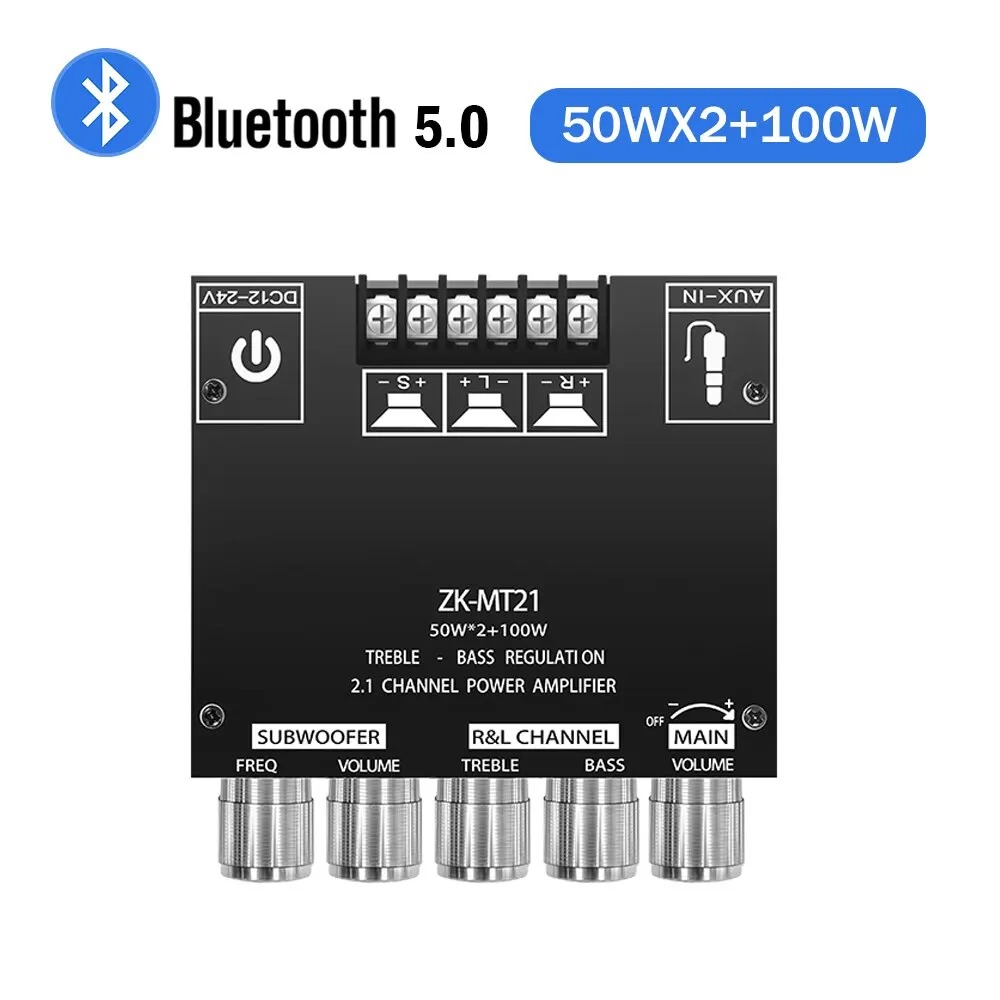 HongX Audio Amplifier Bluetooth 5.0 AUX 2.1 Channel Subwoofer - ZK-MT21