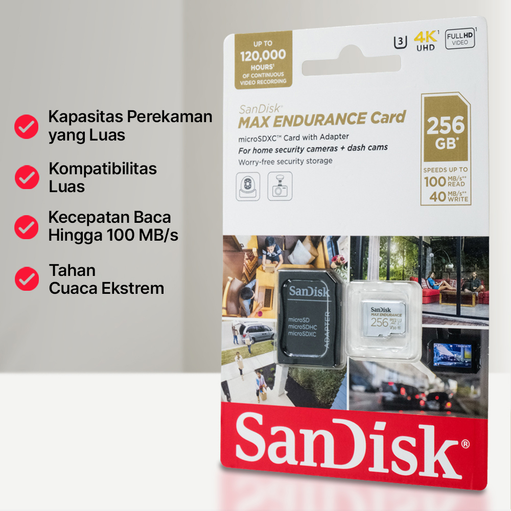 Kartu Memori CCTV MP3 Penyimpanan MAX ENDURANCE microSDXC V30 100MB/s - SDSQQVR