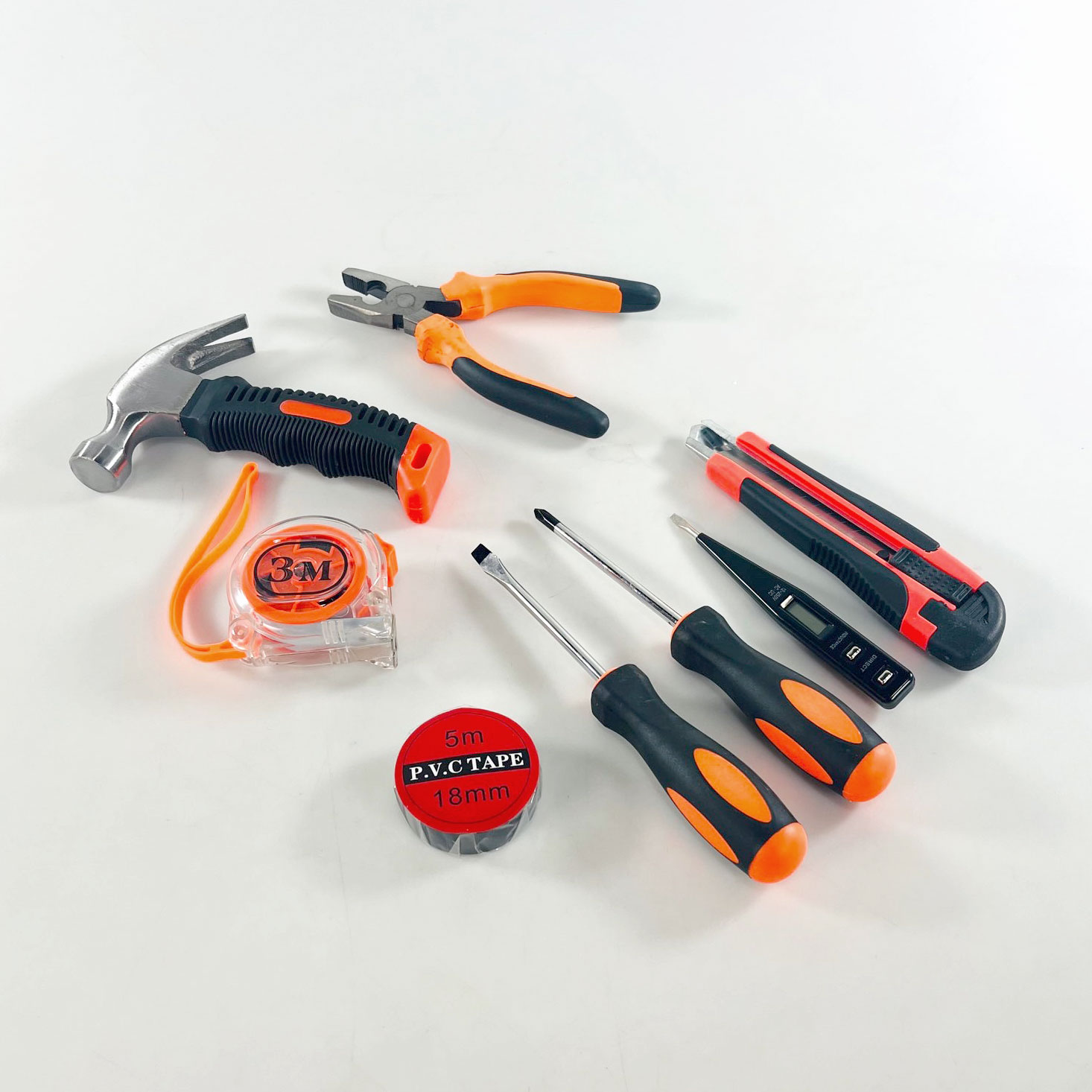 Alat Set Perkakas Tang Palu Obeng Cutter Meteran 8in1