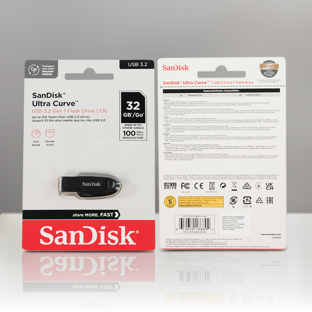 SanDisk Ultra Curve Flashdisk USB 3.2 Gen 1 - SDCZ550