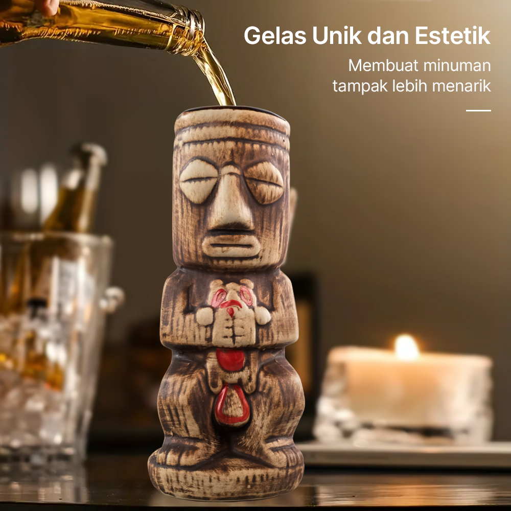 Loveyalty Gelas Keramik Kopi Teh Hawaiian Tiki Ceramic Cup 400ml - LY-40
