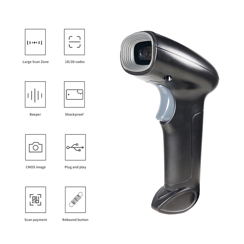 Taffware Barcode Scanner Auto-Sensing Scanning Gun 1D 2D - HS-22