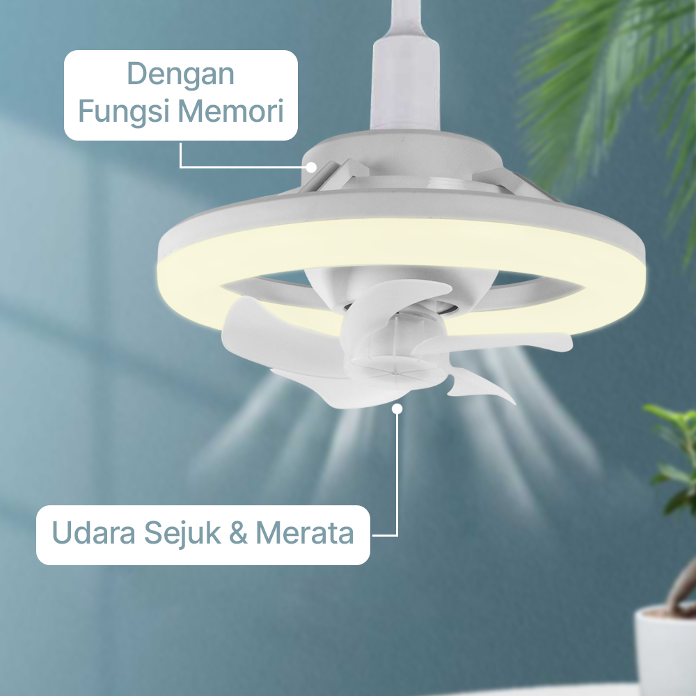 MEXI Kipas Angin Lampu LED Tri Color Dimmable 48W with Remote Control - FS006