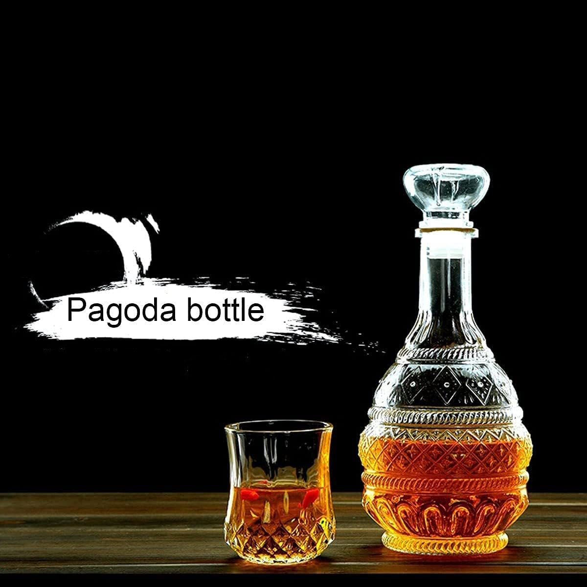 Temkin Whisky Decanter Glass Bottle Liquor Scotch Luxury Pagoda - C25