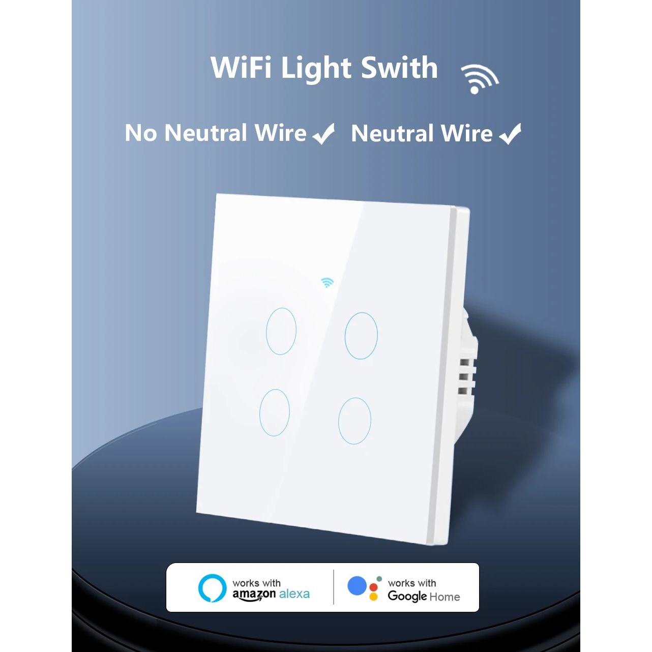 TaffHOME Saklar Lampu Wireless WiFi Remote Tuya Alexa Touch Control - TH86