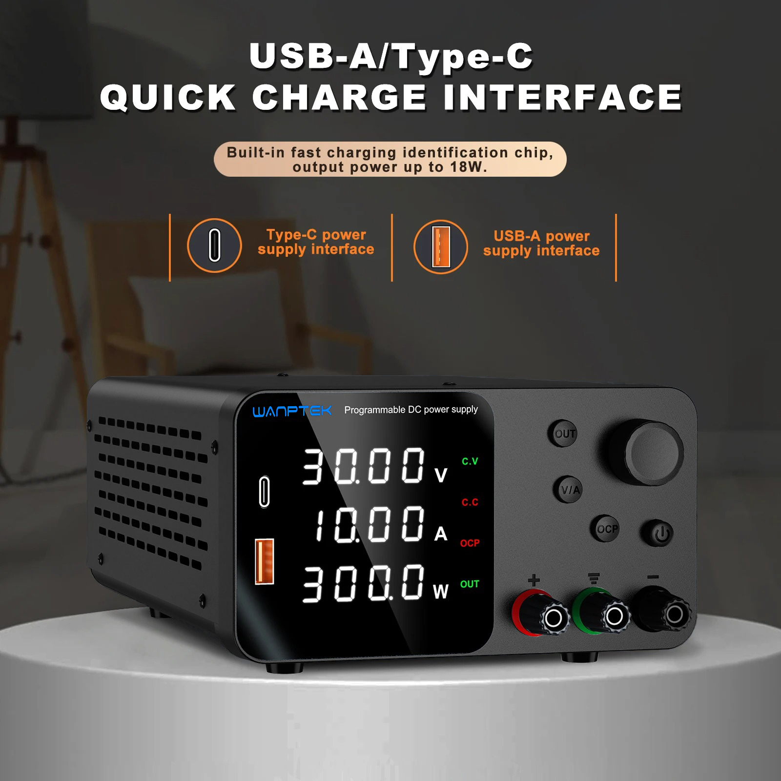 WANPTEK Adjustable Power Supply DC Ammeter Stabilized 60V 5A 300W - TPS605