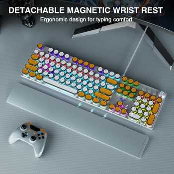 AULA F2088 CDkeyc Keyboard Gaming Multifungsi dengan RGB Backlit dan Blue Switch