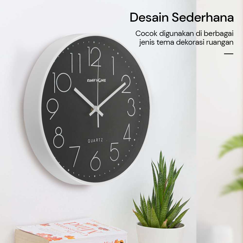 TaffHOME Jam Dinding Bulat Quartz Indoor Wall Clock Round Shape 29cm - MS30 - Gambar 4