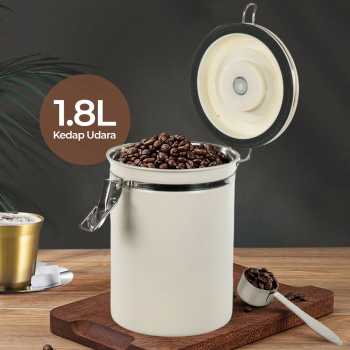 One Two Cups Toples Stainless Biji Kopi Rekam Tanggal Storage Jar - MSS19