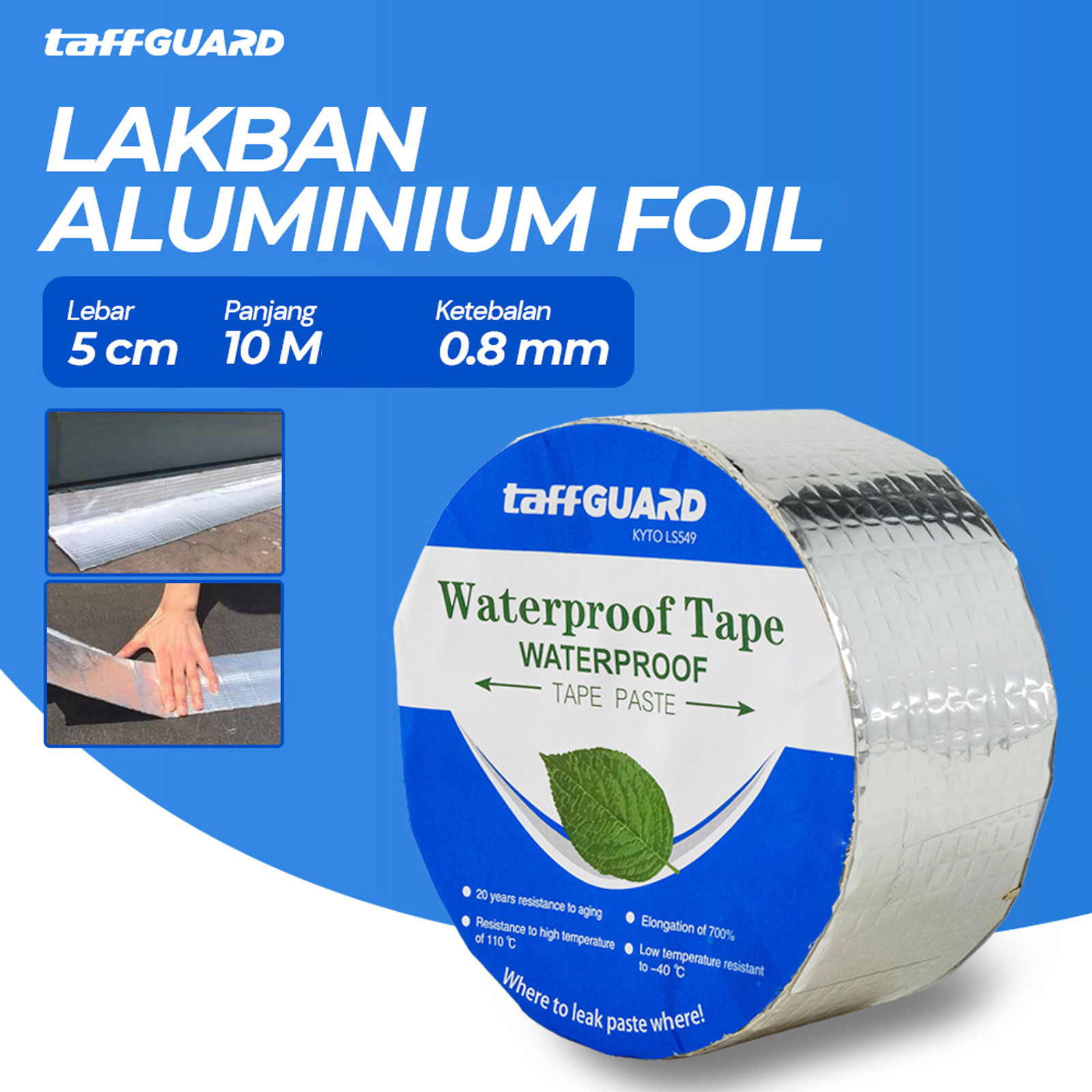 TaffGUARD KYTO Lakban Aluminium Foil Butyl 0.8mm Waterproof - LS549