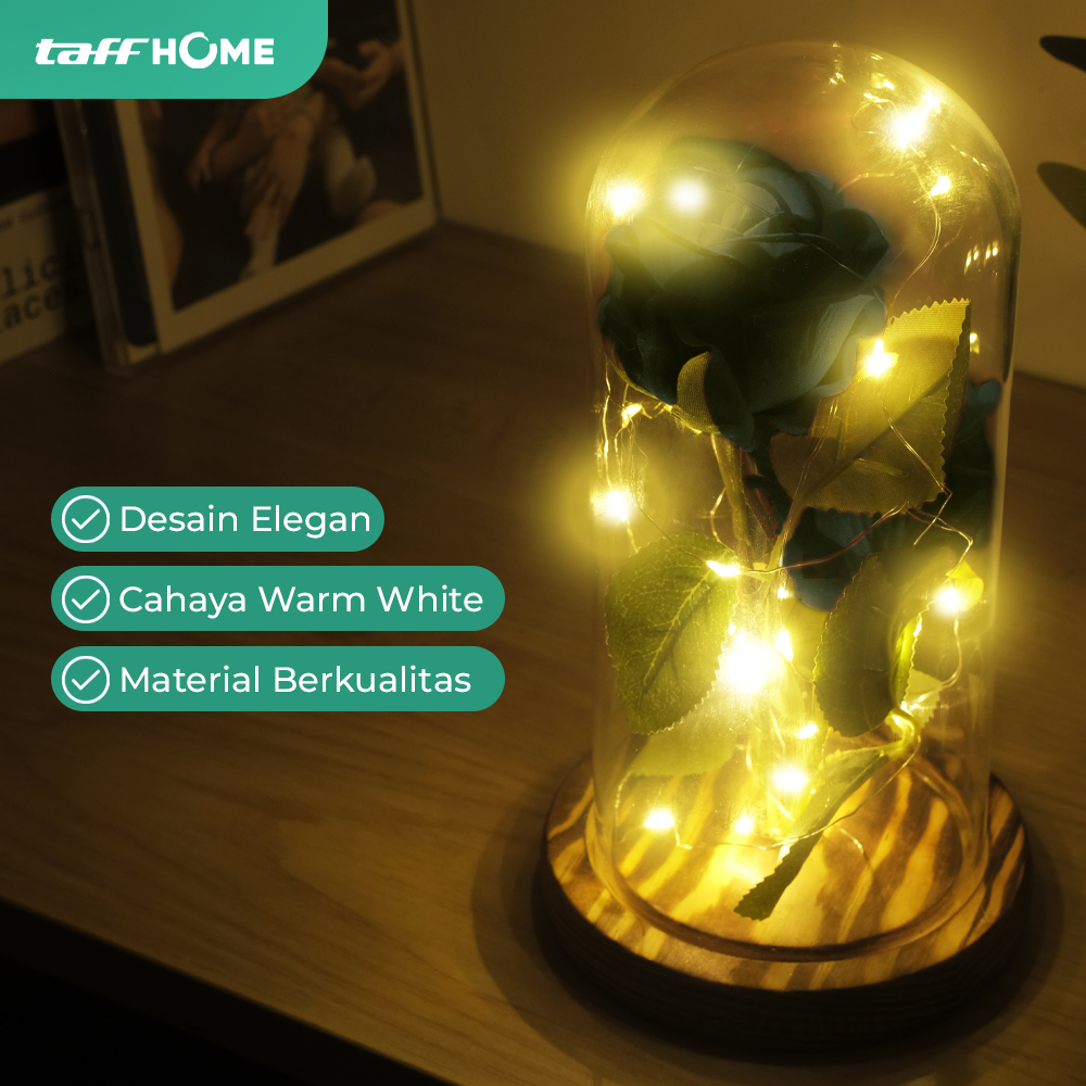 TaffHOME Lampu Meja Hias LED 2 Mawar Beauty and The Beast Warm White - FV488
