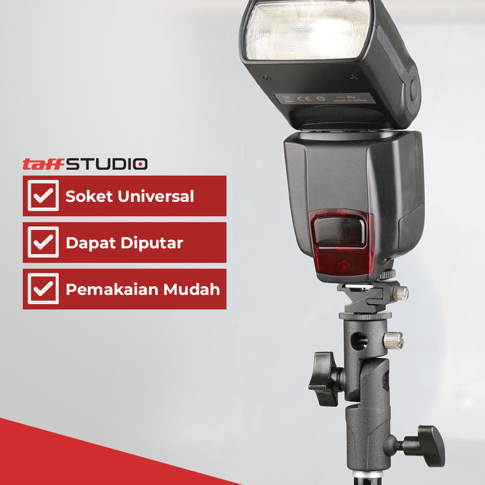 TaffSTUDIO Hot Shoe Swivel Lampu Flash Kamera for Tripod Light Stand - QM3625