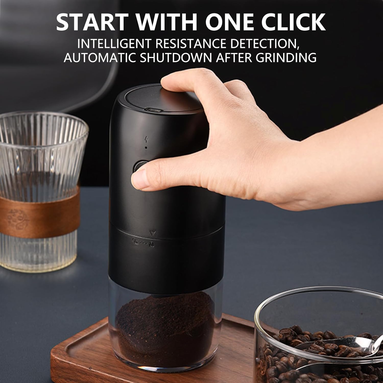 CLITON Alat Penggiling Kopi Elektrik Coffee Grinder Adjustable 1800mAh - KMDJ-2A
