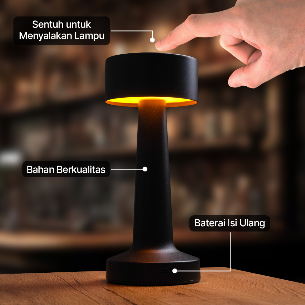 TaffLED Lampu Meja Hias Touch LED USB Rechargeable Tri Color 3W - QS-004
