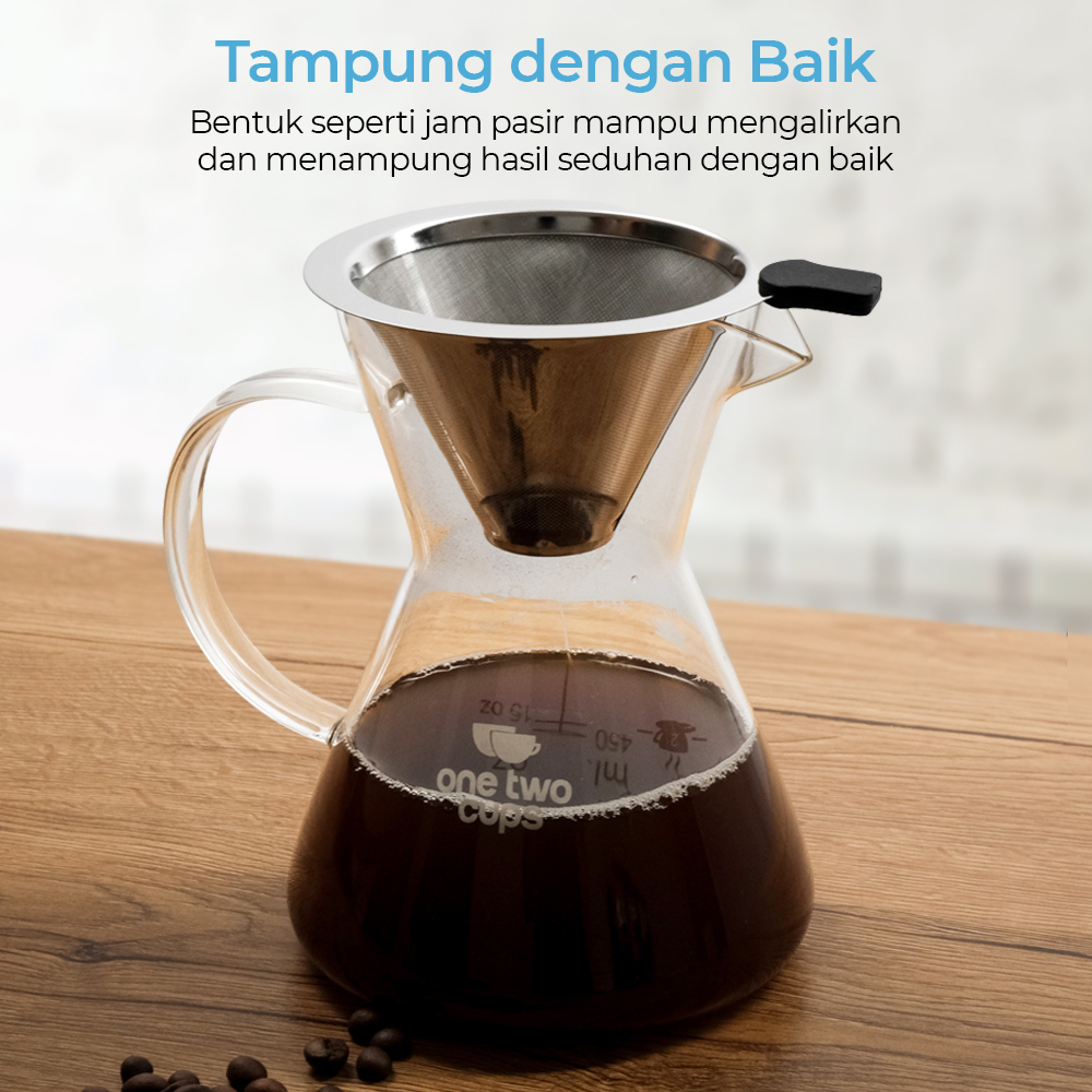 One Two Cups Coffee Server Chemex Drip Pour Over with Filter - YD-KT001