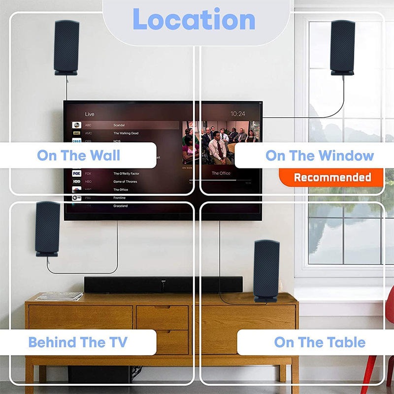 Semitech Antena TV Digital Indoor Outdoor DVB-T2 with Amplifier - SE-LBTL-202