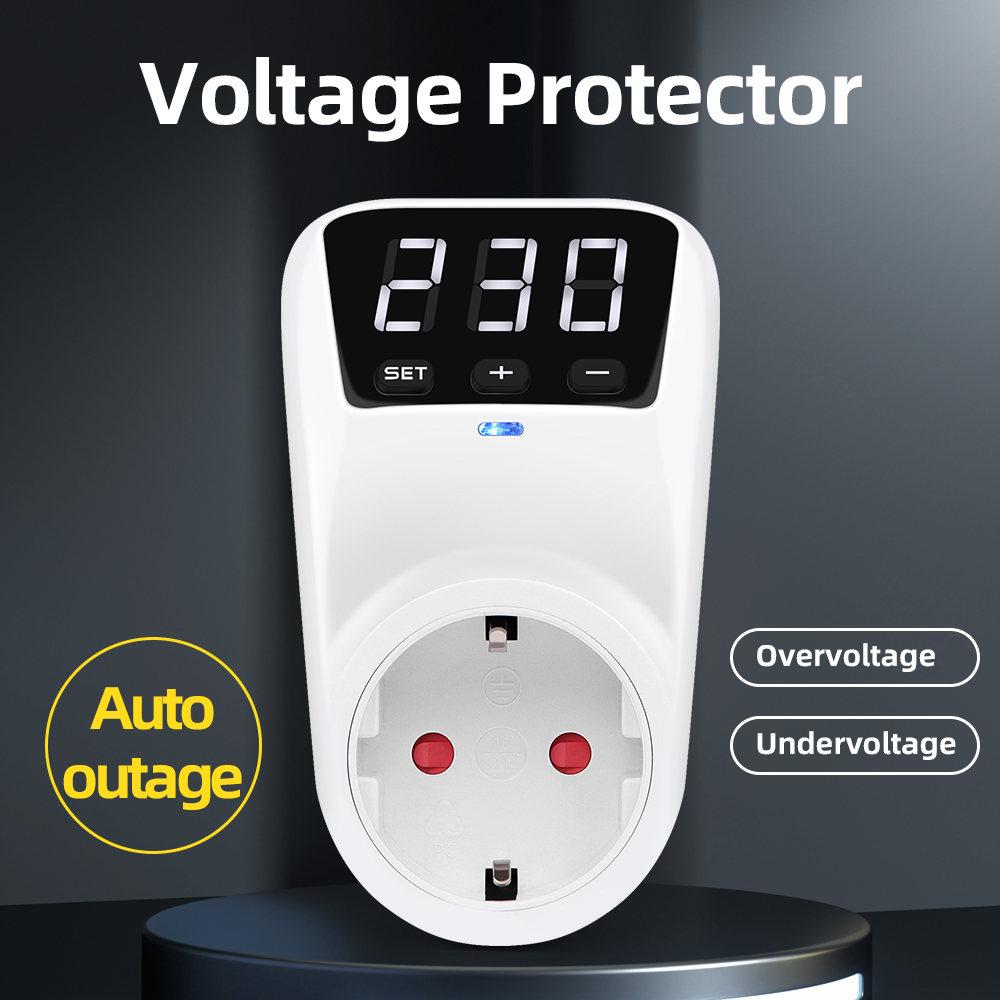 JUANJUAN Stop Kontak Voltage Protector Socket EU LCD HD 16A 230V - HLP02