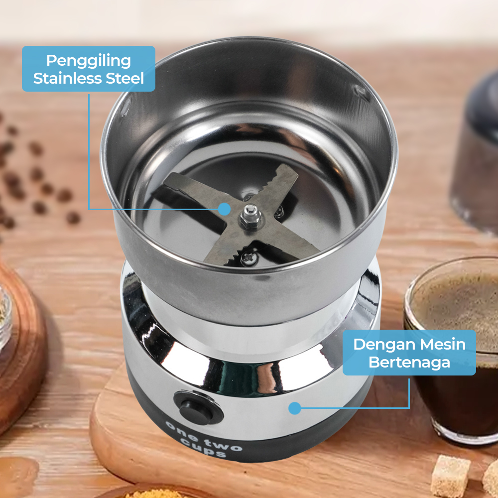 One Two Cups Nima Alat Penggiling Kopi Elektrik Bumbu Coffee Grinder - NM-8300