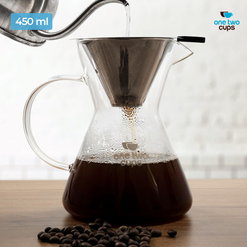 One Two Cups Coffee Server Chemex Drip Pour Over with Filter - YD-KT001
