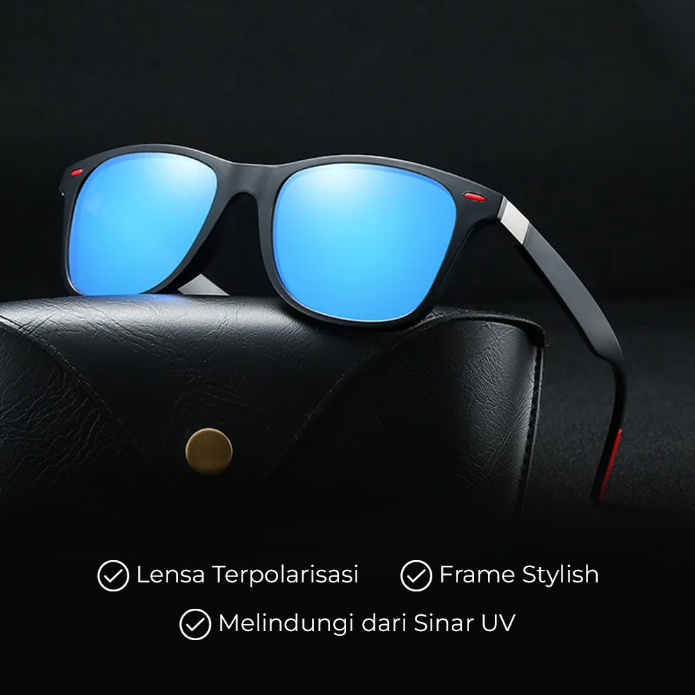 AOFLY Kacamata Pria Wayfarer Polarized UV Sunglasses - P21