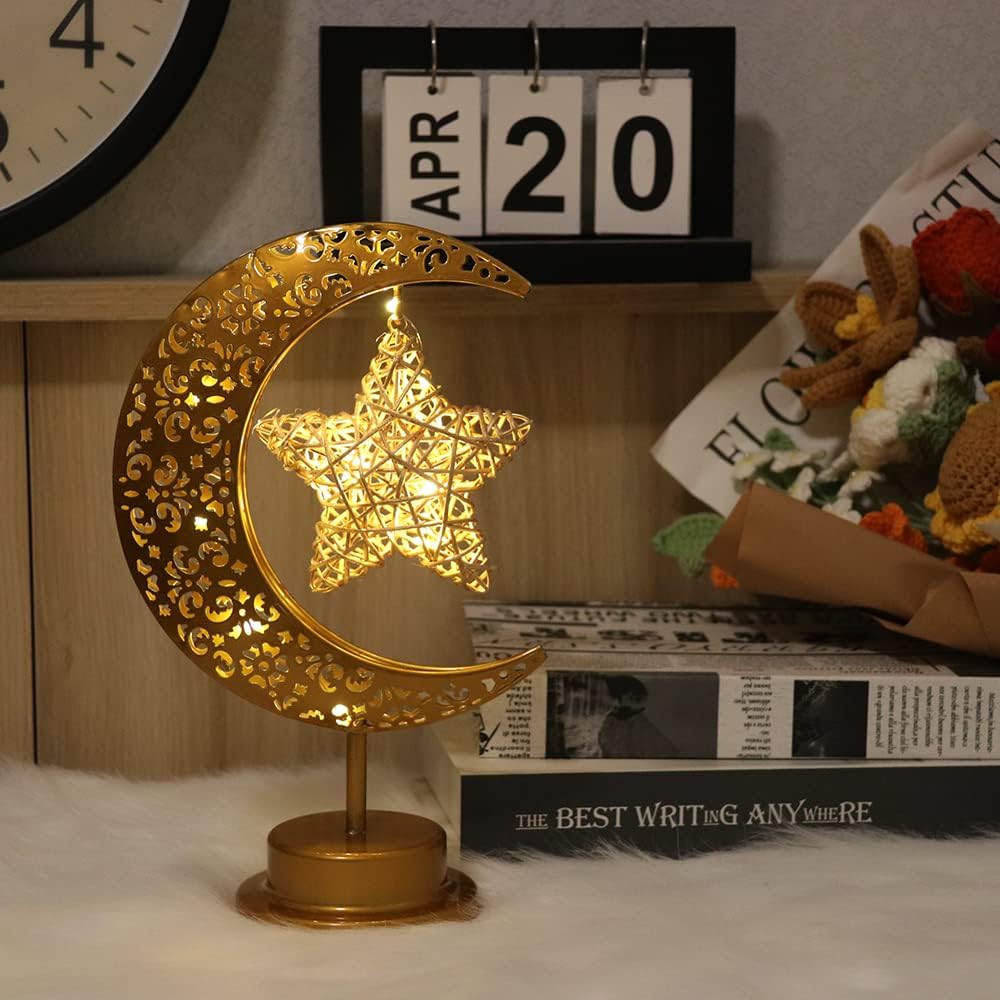 ZQCXLD Lampu Meja Hias LED Bulan Bintang Decorative Lamp Warm White - A01