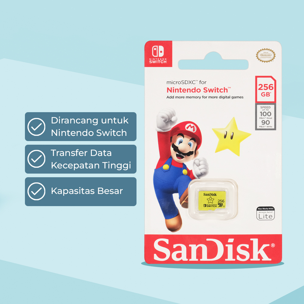 Kartu Memori CCTV MP3 Penyimpanan Nintendo Switch MicroSDXC UHS-1 Class 10 100MB/s - SDSQXAO