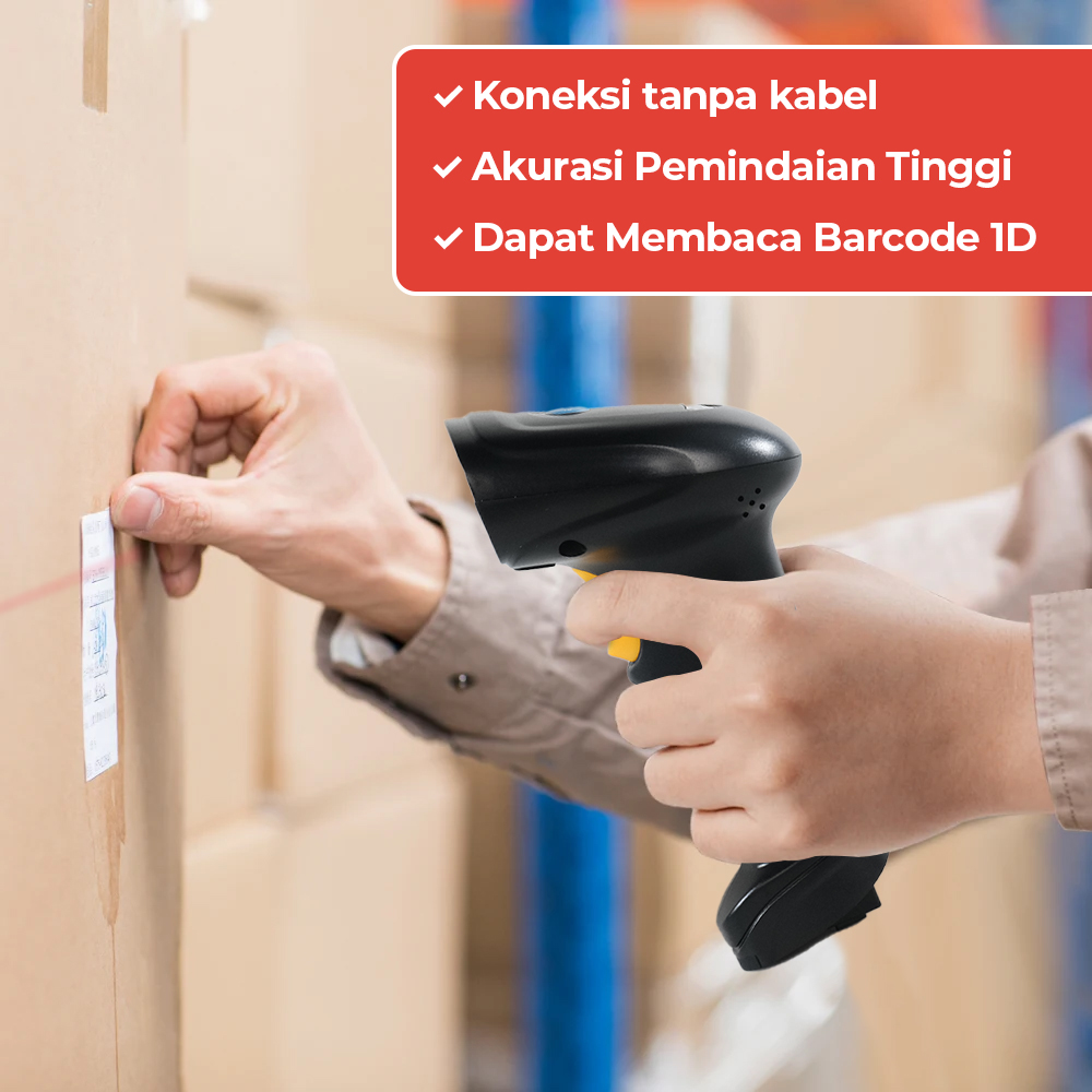 Taffware Wireless Barcode Scanner Pemindai Kode Batang 1D - YK-W910