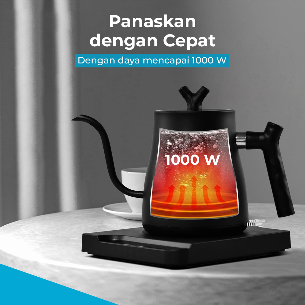 One Two Cups Teko Listrik Kopi Pemanas Air Leher Angsa 1000W 1L - HR-462